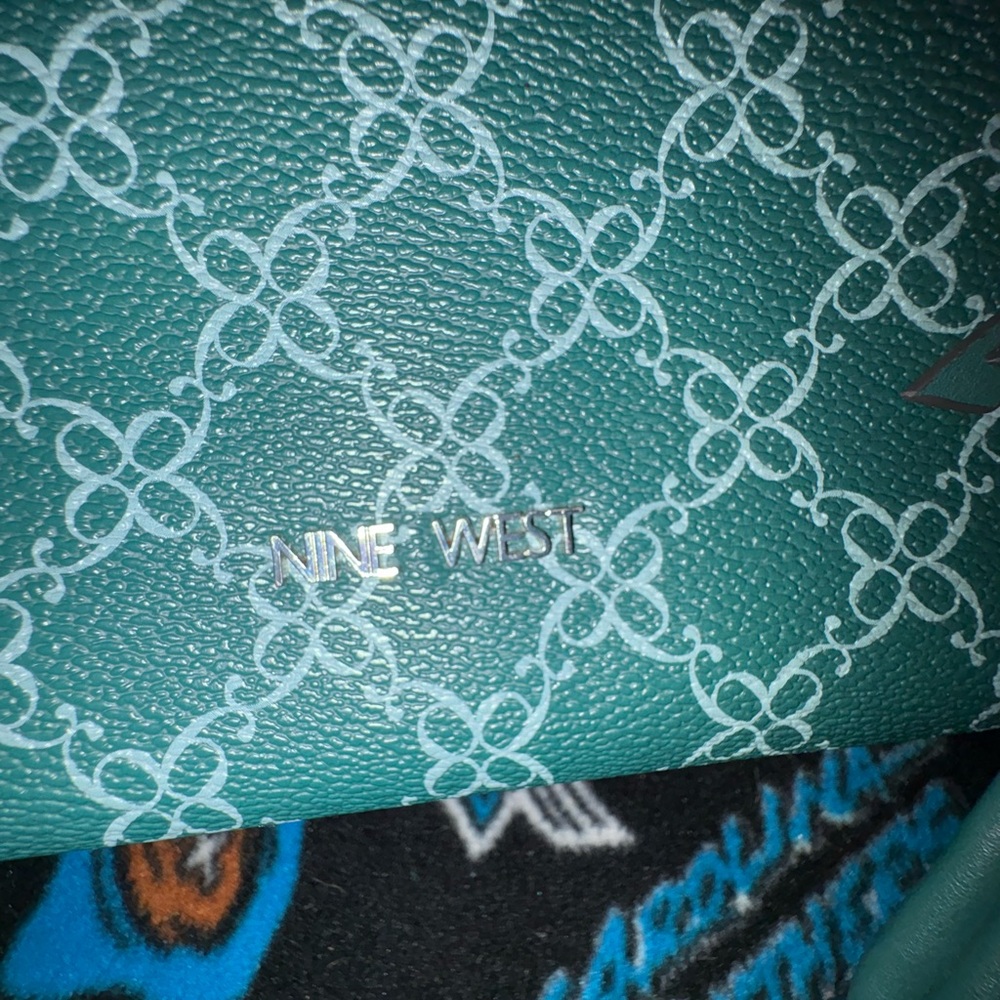 Nine West Teal Patterned Tote with Matching Teal Pouch